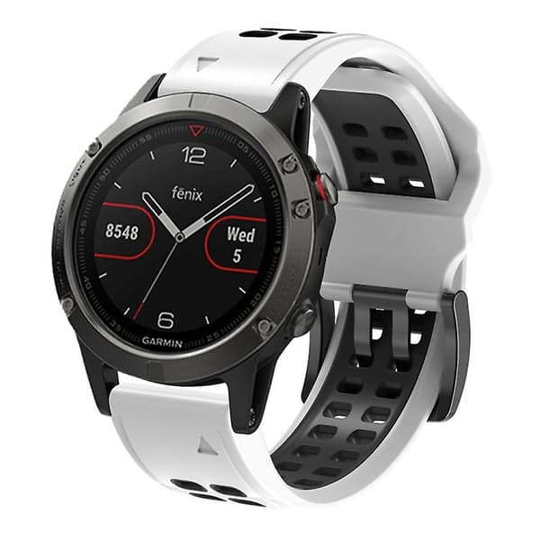 För Garmin Fenix ​​6 Quick Release Double Row Silicone Watch Band White Black