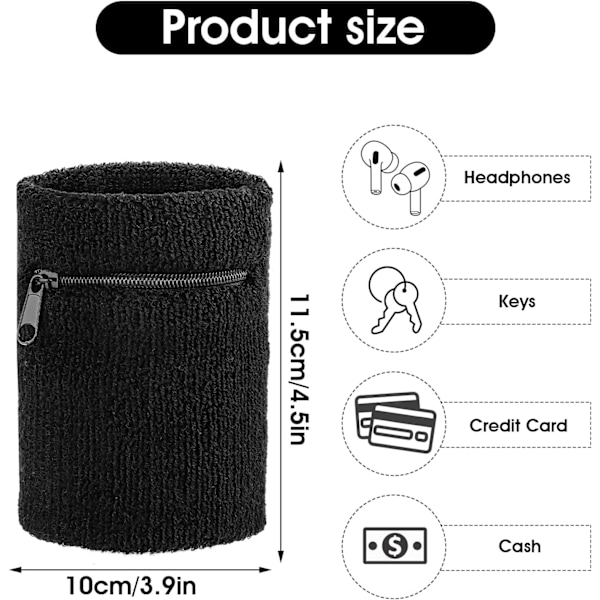 2 stycken Sport-Armband Handledsficka - Blixtlås Handleds-Pläneböcker för Utomhussporter