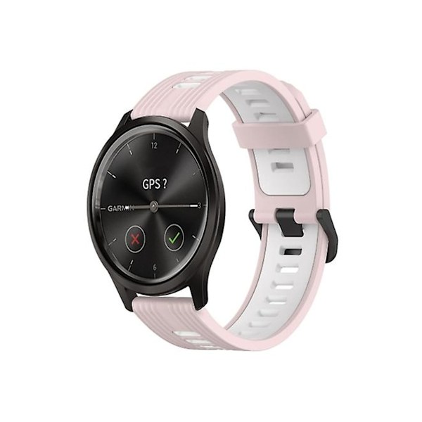 Rem for Garmin Move Style 20 mm vertikalt mønster to-farget silikon klokkestropp rosa-hvit