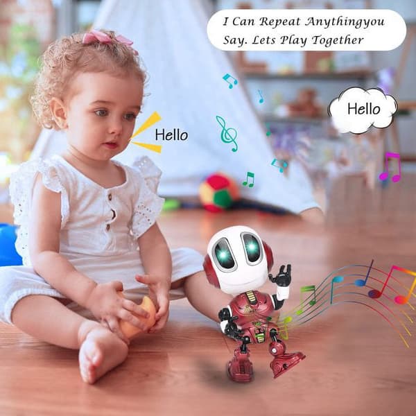 Talande robotleksak - Mini interaktiv inspelningsrobot för barn Röd