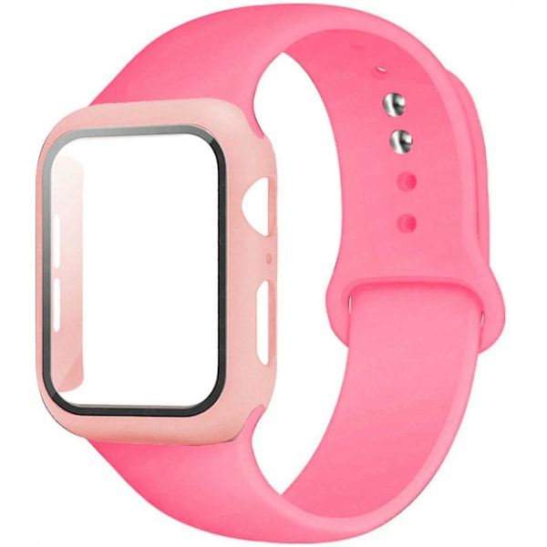 Etui + Rem til Apple Watch Band 44mm 40mm 38mm 42mm Silikone Armbånd med PC Skærmbeskytter Cover iWatch 3 4 5 6 SE