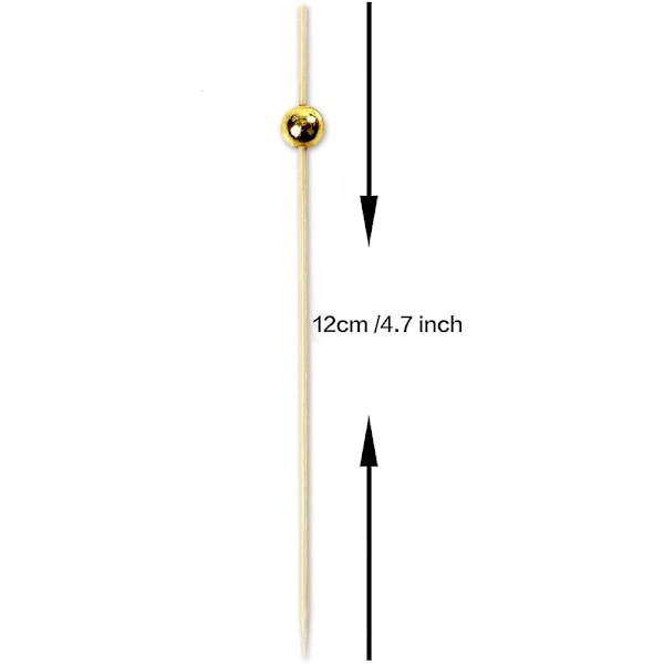 Cocktail-tikut 100 kpl 12cm käsintehdyt tikut puiset hammastikut Gold