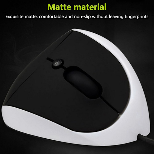 Trådbunden vertikal mus, liten ergonomisk mus med hög precision optisk möss med justerbar känslighet 800/1200 /1600 Dpi, 6 knappar, för små händer white