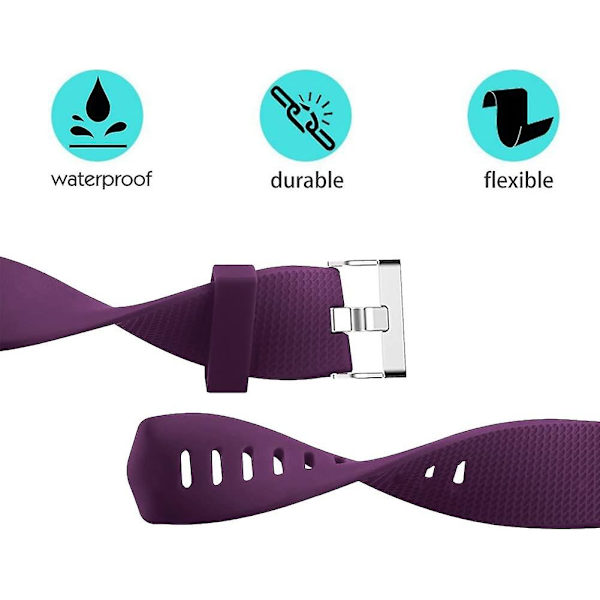 Udskiftningsbånd, der er kompatible med Fitbit Charge 2, Classic & Special Edition justerbare sportsarmbånd Plum Small