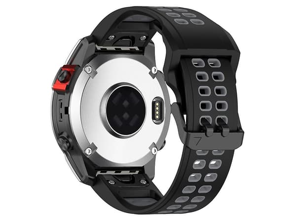 Rem til Garmin Descent G1/Coros Vertix 22Mm Dobbelt Række Quick Release Silikone Urrem Sort Grå