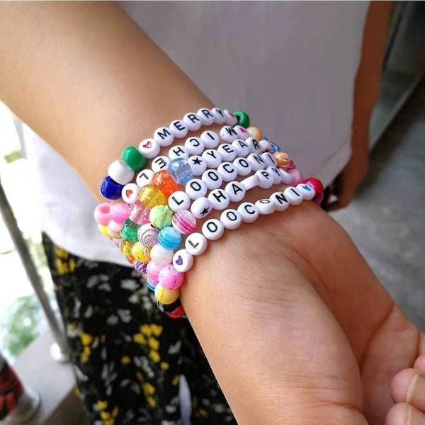 Bokstäver Pärlor Set DIY Armband Smycken Tillbehör Lösa pärlor för pysselhantverk 2