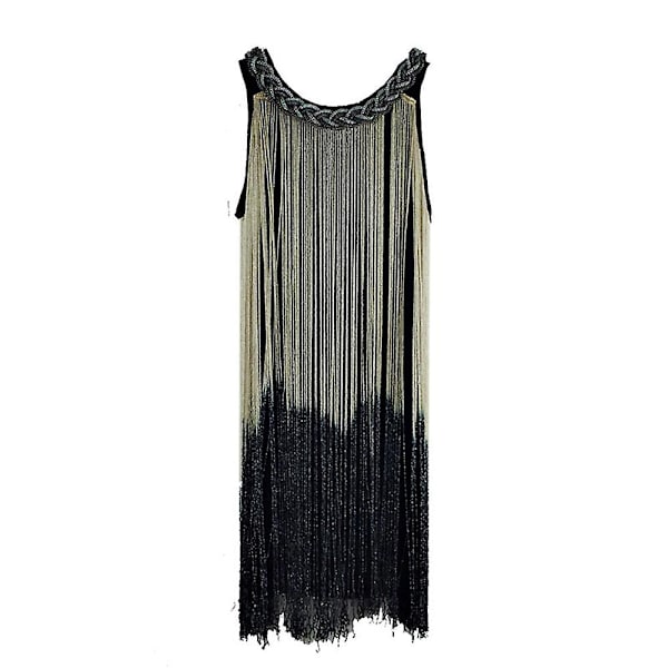 Kvinnor O-hals Sequin Fringe Flapper Dansklänning Latin Salsa Ballroom Kostym Gatsby Cocktailklänning Apricot