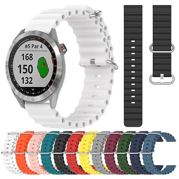 For Garmin Approach S40 20mm Ocean Style Silikon Solid Color Watch Band White