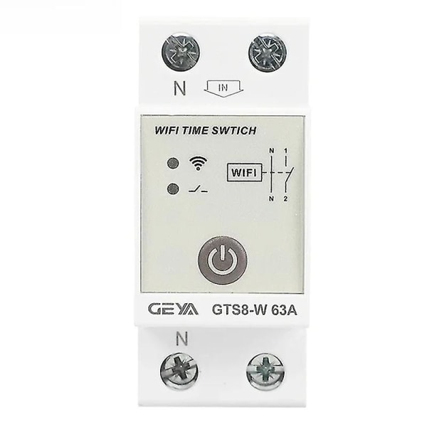 Gts8-w 2p Smart Wifi Tidur Timer Din Rail Smart Hjem Trådløs Fjernkontroll Bryter Av Tuya App Ac