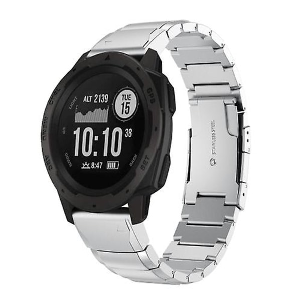 For Garmin Instinct 22mm Tortoise Shell rustfritt stål klokkebånd Sliver