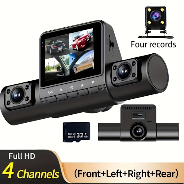 Camrea Bilkamera HD 2.0\" Dual-Linse Biloptager med Nattesyn, 32GB Kort