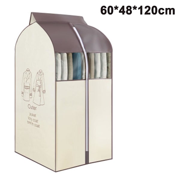 Hængende tøjtaske Beklædningstaske Organizer Opbevaring - Klare Pvc-vinduer Beige 60*48*120