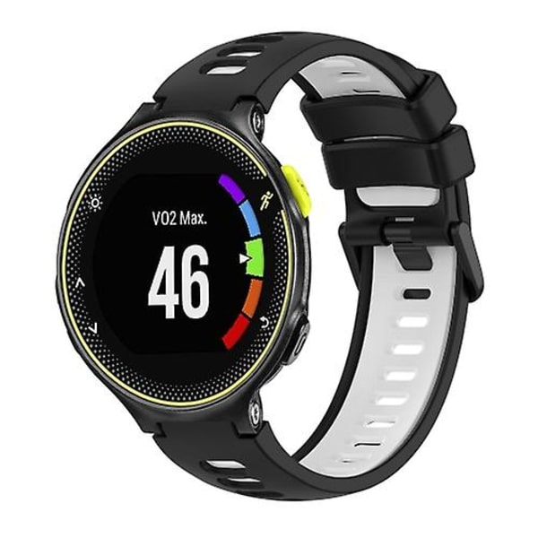 Til Garmin Forerunner 230 To-farvet silikone urrem Black-White