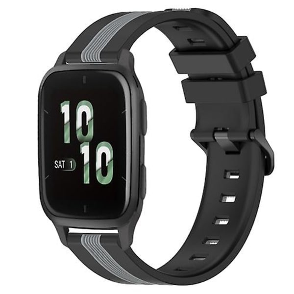 Til Garmin Forerunner Sq2 20 mm lodret tofarvet silikoneurrem Black-Grey