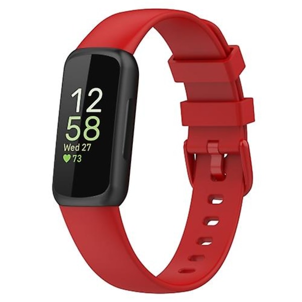 For Fitbit Inspire 3 ensfarget silikonklokkerem Red