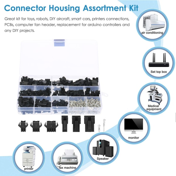 480 stk Jst Sm 2,54 mm Pitch 2-pin 3-pin 4-pin koblingshus Sortimentsett Hunn og hann Dupont koblingssett for jumperwire båndkabel pc vifte