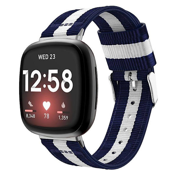 For Fitbit Versa 3 Nylon Watch Band White Blue