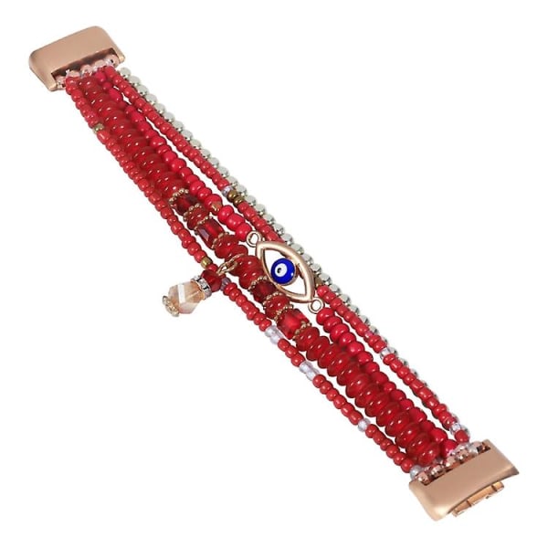 För Fitbit Charge 5 Eye Bead Chain Watch Band Red