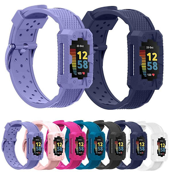 För Fitbit Charge 5 Silikon Integrated Strap Watch Band Grey