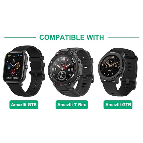 Oplader til Amazfit GTS GTR T-Rex med 3,3ft sort USB-kabel
