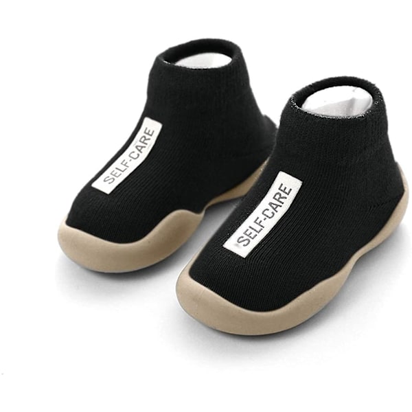 Baby Toddler Sock Shoes Stretch Knit Sneakers Kids Slippers Unisex Speed Trainer Runner (6-36 månader) Black 4 Toddler