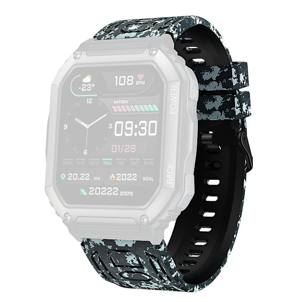 For Garmin Fenix 7 / 7 Pro / 6 / 5 Erstatningshåndledd 22mm Justerbar Silikonklokke Rem Camouflage Black