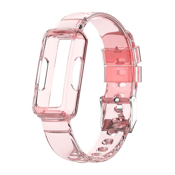 For Fitbit Inspire 3 Tpu integrert klokkebånd Transparent Pink