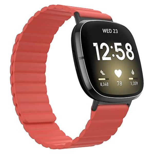 For Fitbit Versa 4 / Sense 2 Universal Magnetic Silicone Watch Band Red