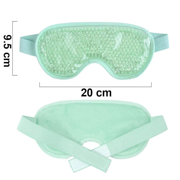 Ögonmask, återanvändbar pärliskylpåse, varm-kall terapi för svullna ögon, mörka ringar, migrän, huvudvärkssmärta, justerbar rem, mjukt tyg Light green