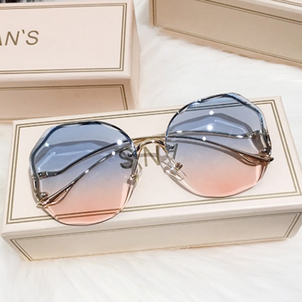 2022 Luksus Runde Gradient Solbriller Kvinder Metal Buede Templer Eyewear Ocean Indfattede Mode Solbriller Dame UV400 blue