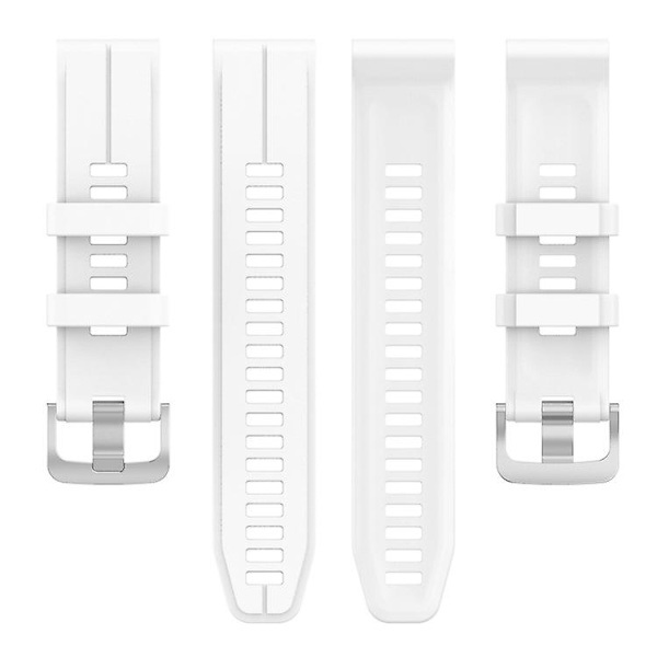 Til Garmin Quatix 5 22 mm ensfarvet silikone urrem White