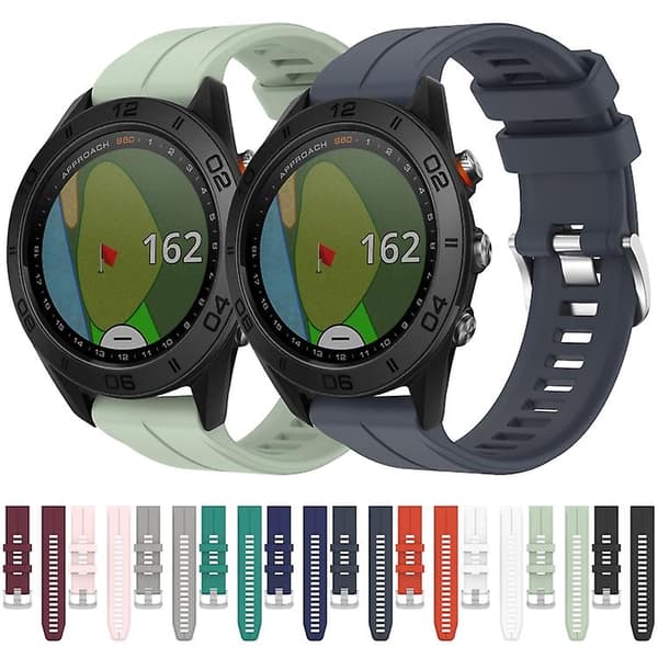 Til Garmin Approach S60 22mm ensfarvet silikoneurrem Black