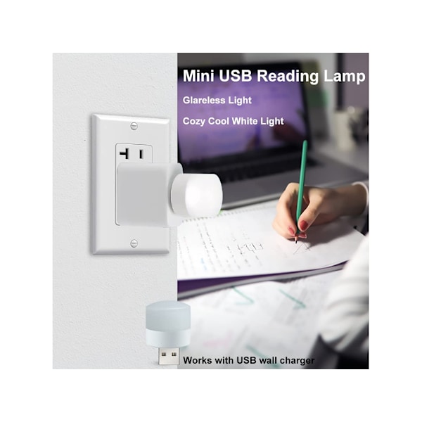 Mini USB LED-pærer, varm/kald hvit, 5V -