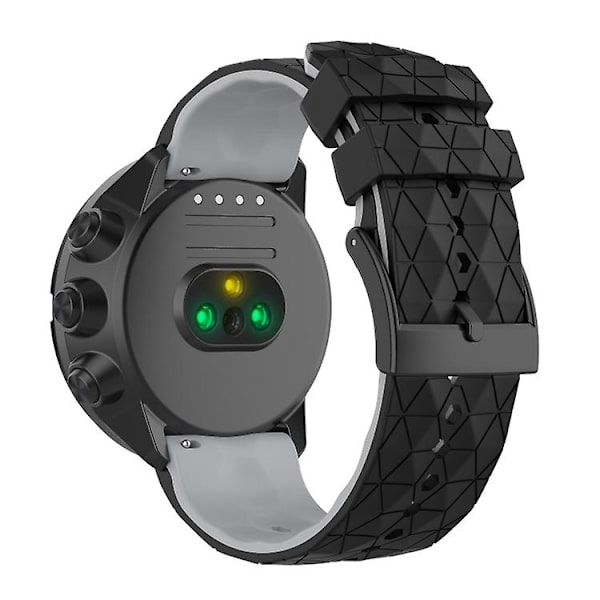 For Suunto 9 tofarget silikonklokkerem Black Grey