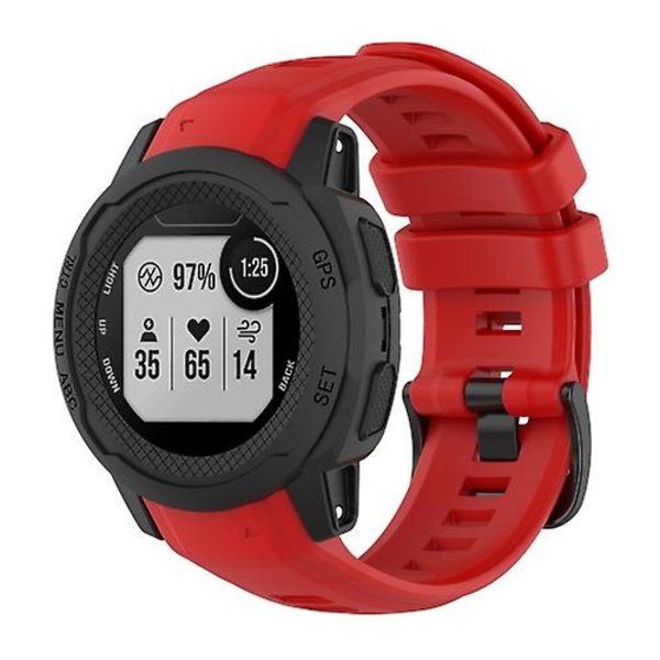 For Garmin Instinct 2s ensfarget silikon sportsklokkerem Red