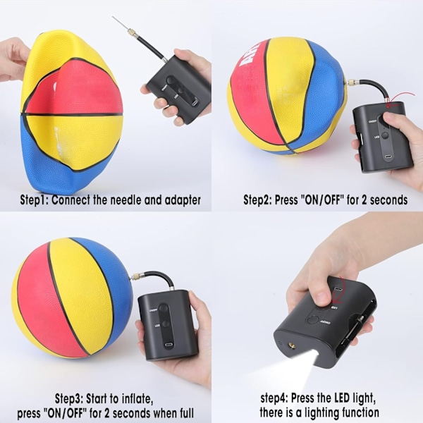 Smart Luftpumpe Bærbar Hurtig Bold Inflation Automatisk Elektrisk Hurtig Bold Pumpe 2 Nåle og 1 Dyse