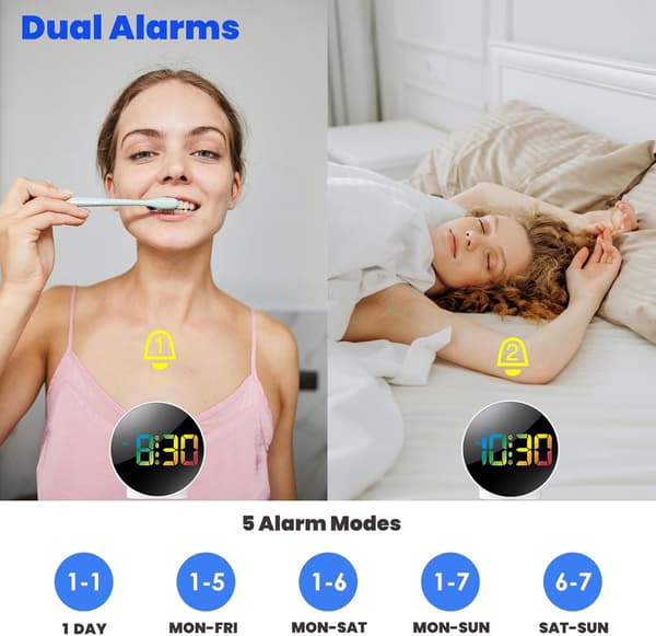 Väckarklocka Stor Färgstark LED-Display med Snooze 12/24H