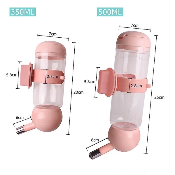 Pet Water Dispenser Hund Water Dispenser Hängande bur Pink500ml