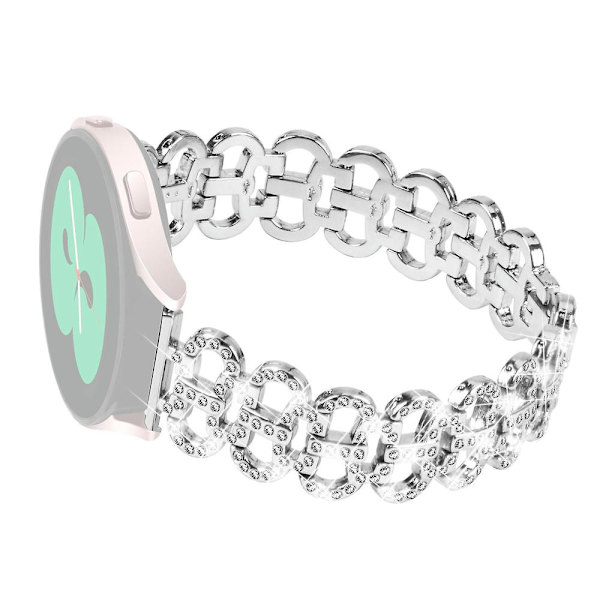 Huawei Watch 2/GT 2 42mm/GT 3 42mm -mustan väriset koristeelliset timanttikuvioiset kurpitsan muotoiset kellohihnat - musta Silver