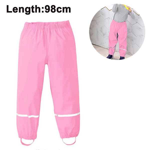 Pojkar Flickor Reflekterande Vattentäta Regnbyxor Lättvikts Regnkläder Pink 98cm