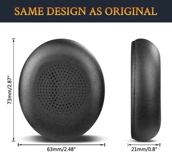 Ørepuder til Jabra Evolve 2 65 (65MS 65UC)/Evolve 2 40 (40UC 40MS) Udskiftnings ørepuder i læder, sort