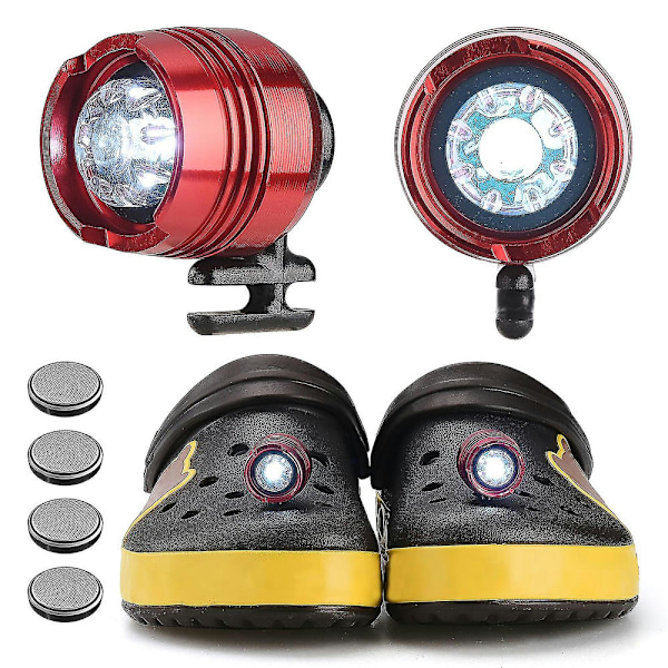 2 st Clog-skor Lätta strålkastare för Croc Led Bärbar Camping Vandring Ipx5 Vattenresistent Clogs Tillbehör Red