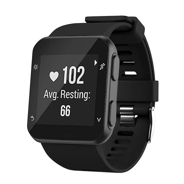 Til Garmin Forerunner 35 Black Buckle Silicone Watch Band Black