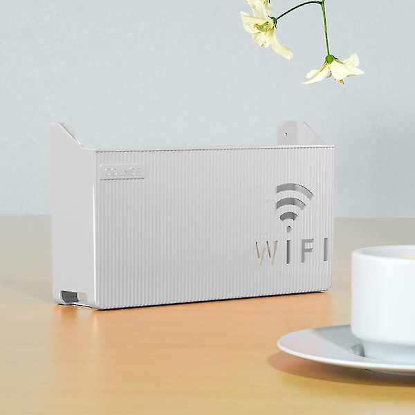 Trådløs Wifi Router Hylde Opbevaringsboks, Vægmonteret Abs Plast Organizer Box, Kabel Strøm Braket Organizer Box Gray