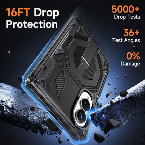 Fodral för Samsung Galaxy Z Fold8, magnetiskt droppsäkert skyddsfodral med stativ Black