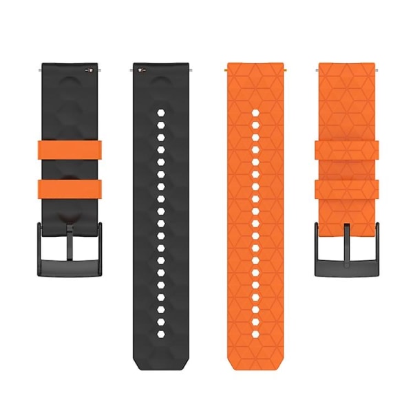 Til Suunto 7 24 mm blandet farve silikone urrem Orange-Black