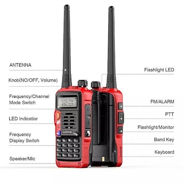 Baofeng Uv-s9 Plus Tri-band Radio 10w Tehokas 136-174mhz/220-225mhz/400-520mhz radiopuhelin Amatööri kädessä pidettävä kaksisuuntainen radio - Walkie Talkie Red