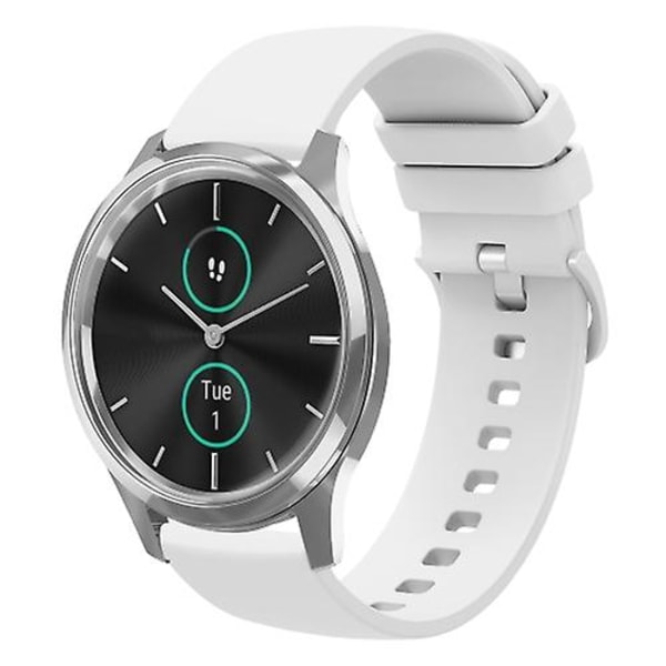 För Garmin Vivomove Luxe 20 mm Solid Color Soft Silikon Watch Band White