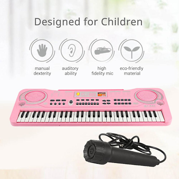 61 tangenter Elektronisk Orgel Usb Digital Keyboard Klaver Musikinstrument Børnelegetøj med mikrofon Pink