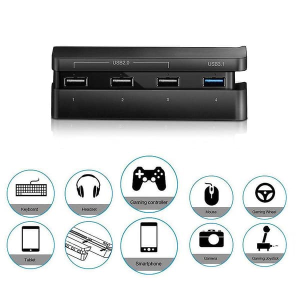 Ps4 Slim Gaming Console Hub, 4 Usb Port Hub Kompatibel Med Ps4 Slim,sort